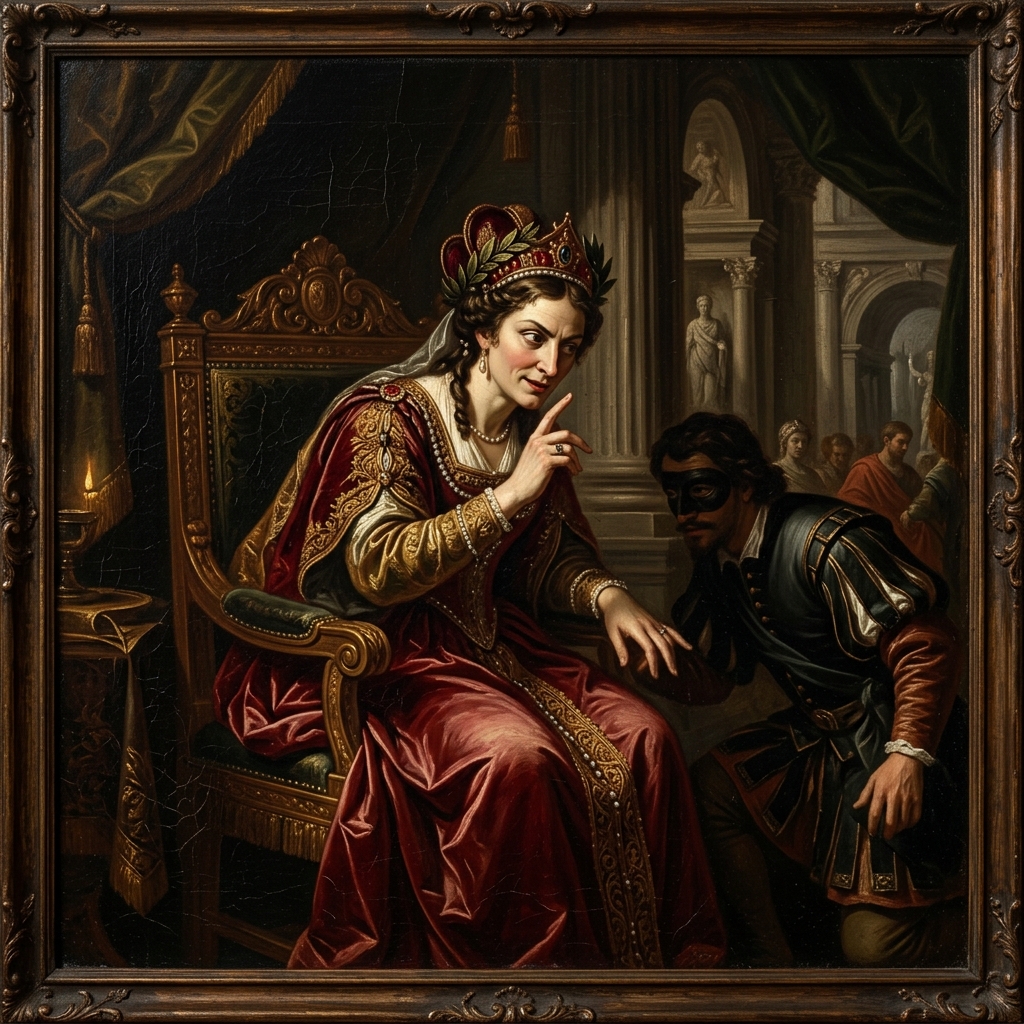 Historisch schilderij van de intrigante keizerin Agrippina – symbool van moorden door vergiftiging in het Romeinse Rijk