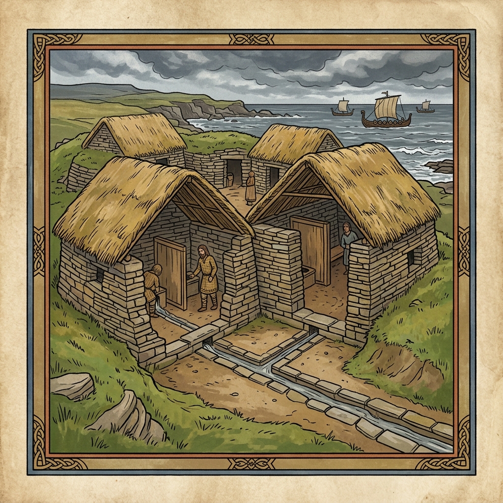 Vroege latrine in Skara Brae – een afbeelding uit de Vikingtijd van hygiëne en het rioleringssysteem