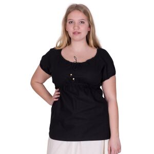 Middeleeuwse blouse met korte mouwen Aren, zwart
