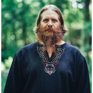 Viking tuniek met borduursel - zwart