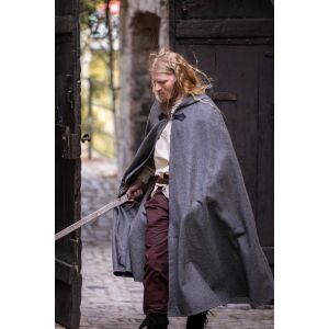 Middeleeuwse mantel met gesp grijs