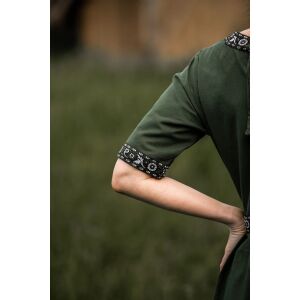 Jurk met korte mouwen en groene rand "Ennlin
