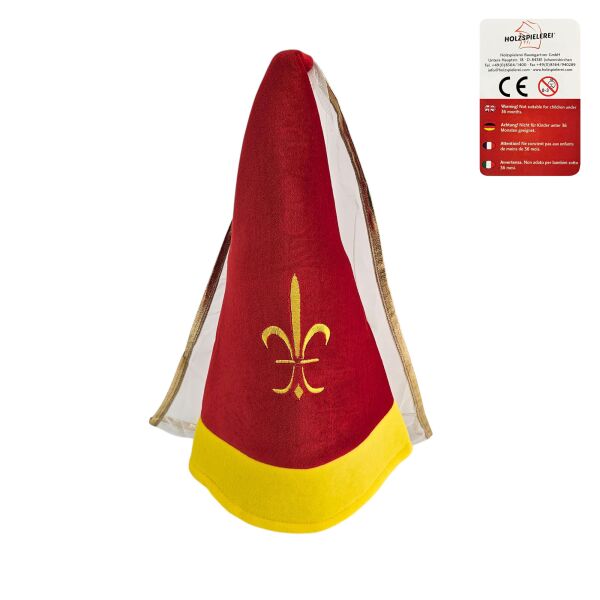 Kasteeljuffrouw hoed rood/geel met sluier