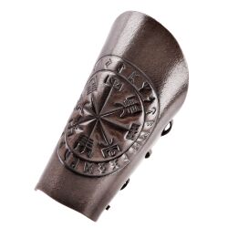 Bruin lederen armbeschermers met Vegvisir reliëf