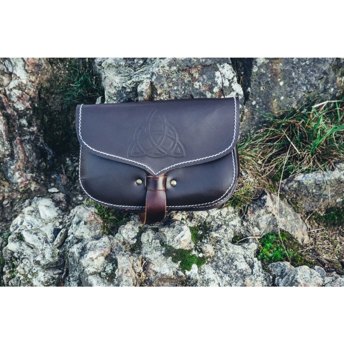 Viking leren riemtas donkerbruin "Hulda"