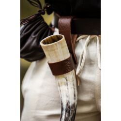 Hoornhouder van leer met Keltisch reliëf Bruin