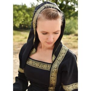 Fantasie middeleeuwse jurk zwart met capuchon "Eleanor