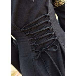 Fantasie middeleeuwse jurk zwart met capuchon "Eleanor