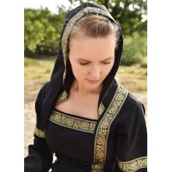 Fantasie middeleeuwse jurk zwart met capuchon "Eleanor
