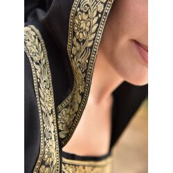Fantasie middeleeuwse jurk zwart met capuchon "Eleanor