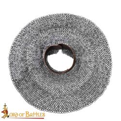 Kettinghalsband met ronde ring en leren uiteinde, geklonken, ID 10 mm, glanzend staal
