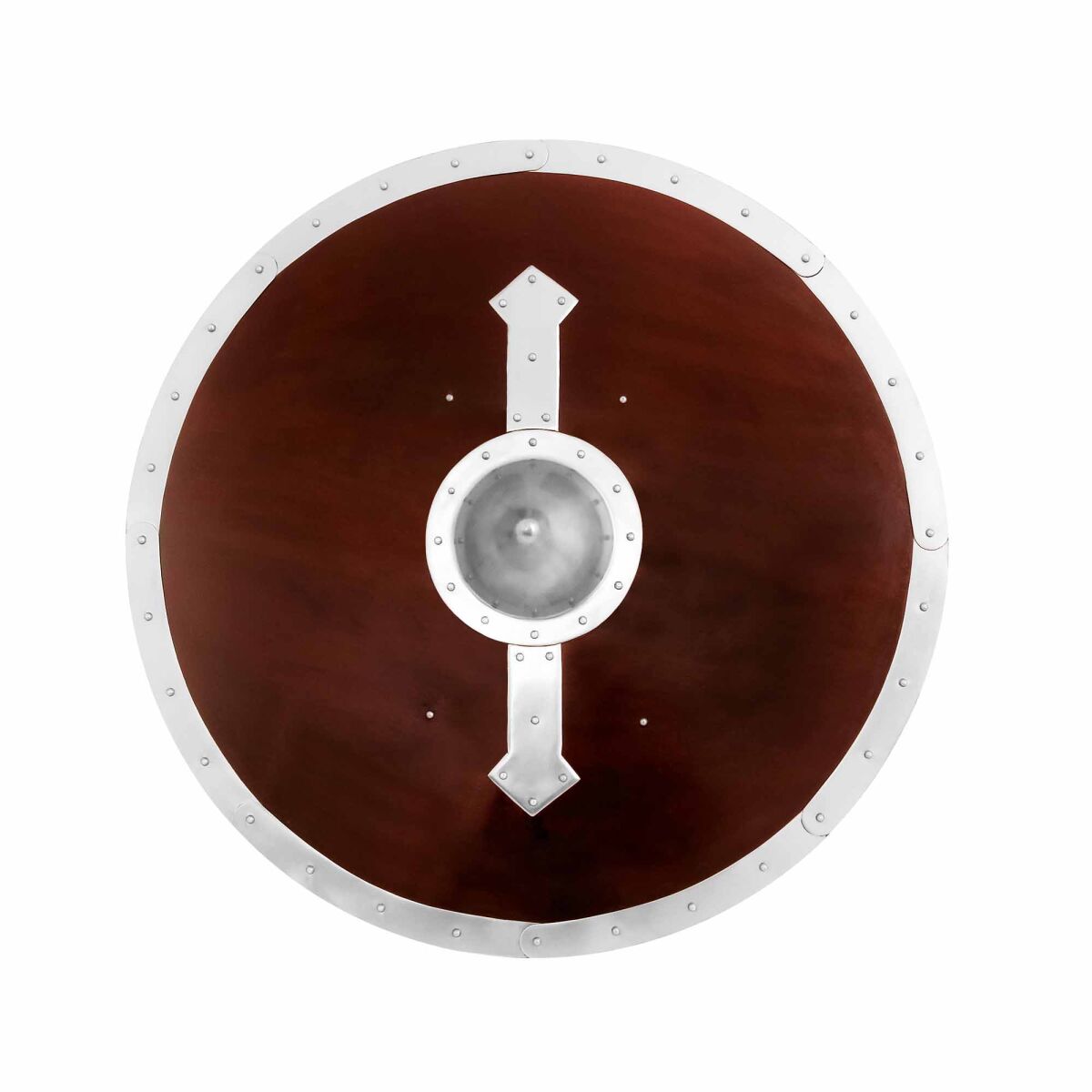 Rond houten schild met stalen beslag box