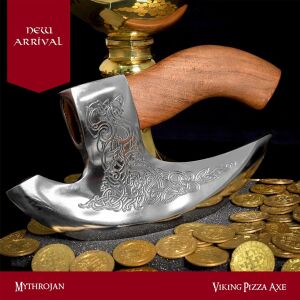 Viking pizza-bijl met gegraveerde kop - het cadeau-idee