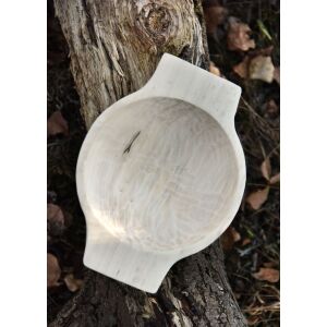 Houten kom met handgrepen, handgesneden, ca. 21 x 16 cm