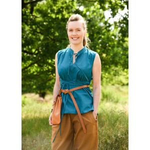 Mouwloze middeleeuwse blouse petrol "Levke"