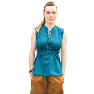 Mouwloze middeleeuwse blouse petrol "Levke"