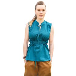 Mouwloze middeleeuwse blouse petrol "Levke"