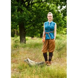 Mouwloze middeleeuwse blouse petrol "Levke"