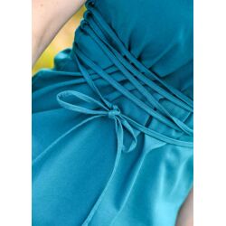 Mouwloze middeleeuwse blouse petrol "Levke"