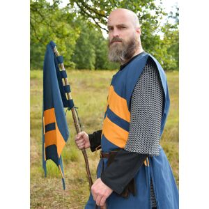 Middeleeuwse tabard met strepen – blauw/geel