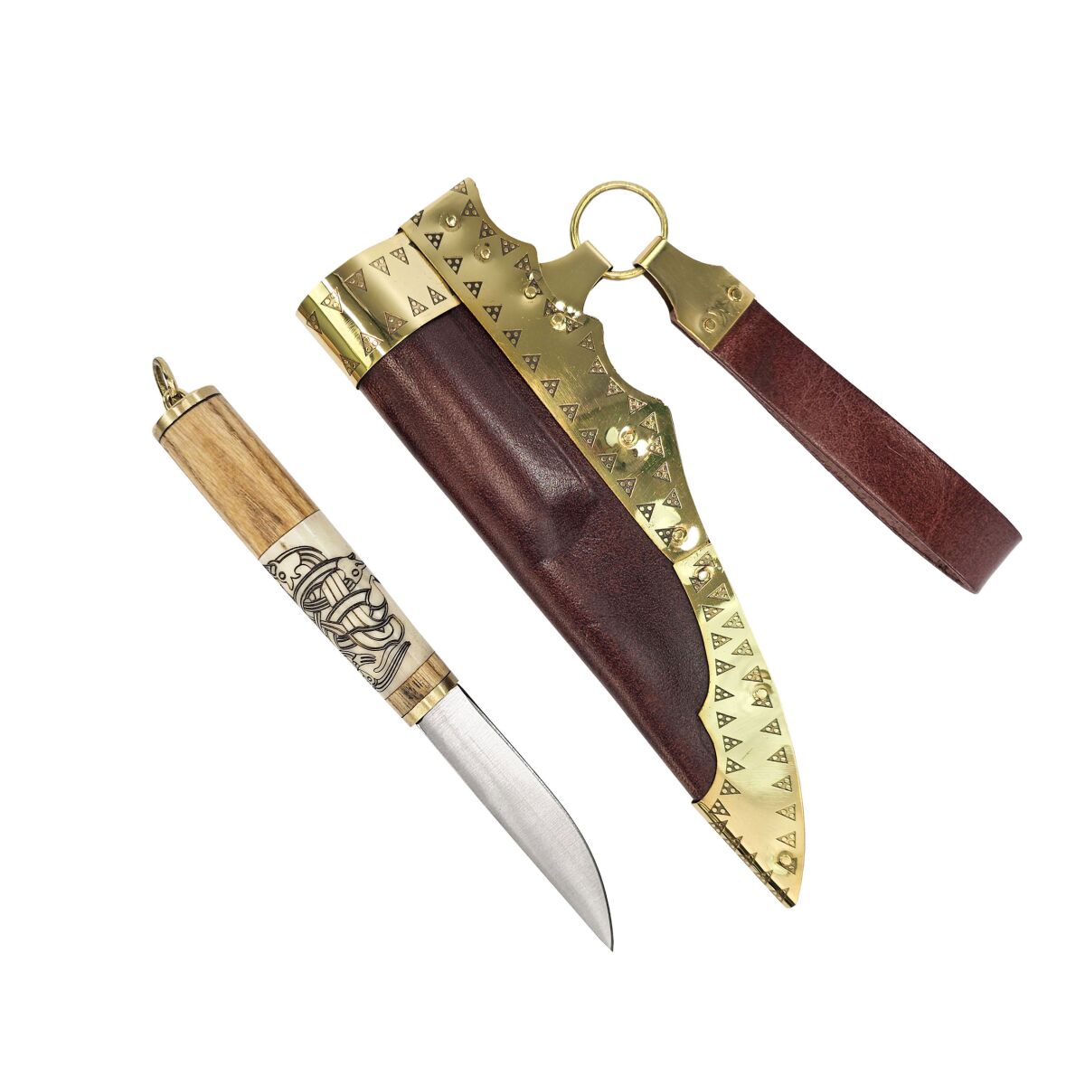 Viking mes in Oseberg stijl incl. leren  box