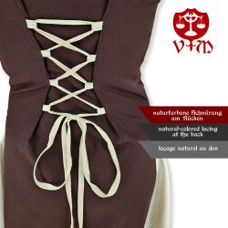 Middeleeuwse jurk met vetersluiting, mouwloos, bruin / naturel “Juta”, maat S, B-kwaliteit