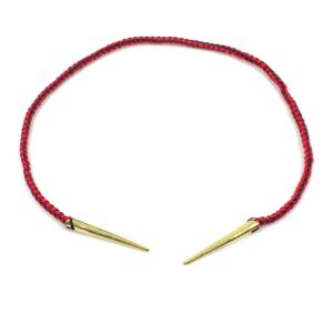 Nestkoord rood/bruin met messing uiteinden met de hand...