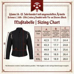 Doublet 14e-15e eeuw met aangezette mouwen zwart